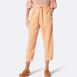 NWT JOIE Cropped Cotton Gauze Pants in Peach Bloom Sz 6 Tie Waist Beachy Boho